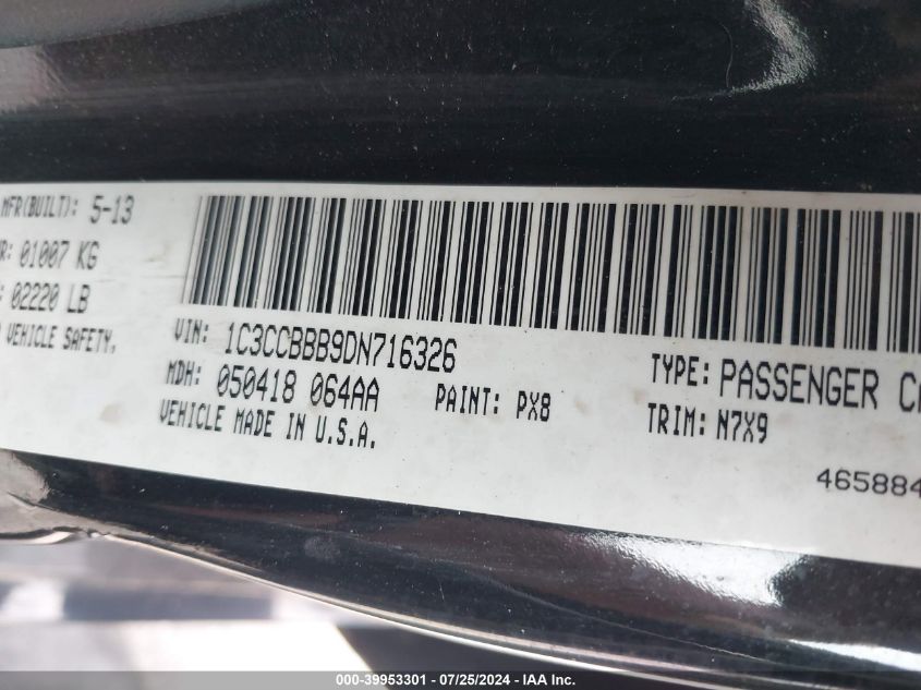 2013 CHRYSLER 200 TOURING - 1C3CCBBB9DN716326