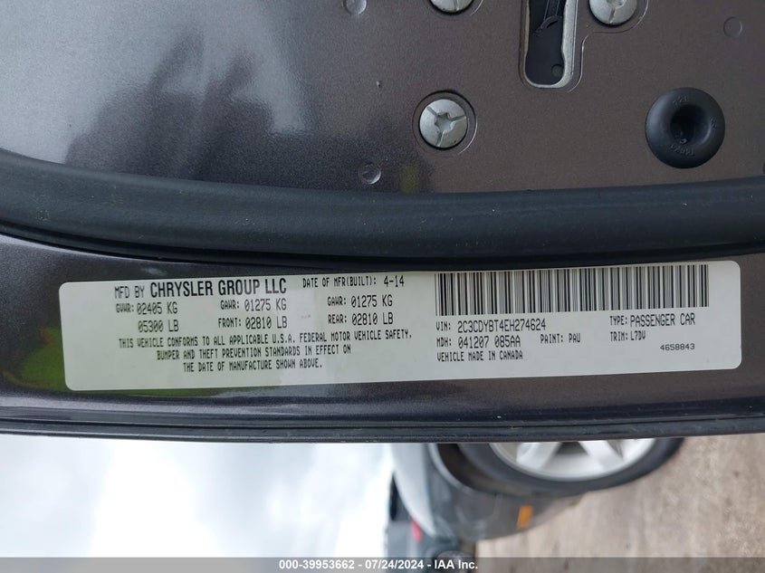 2014 Dodge Challenger R/T VIN: 2C3CDYBT4EH274624 Lot: 39953662