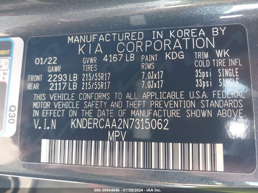 2022 KIA SELTOS EX - KNDERCAA2N7315062