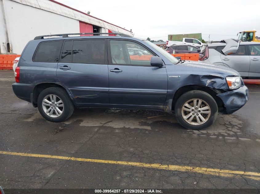 2006 Toyota Highlander Hybrid V6 (Ecvt) VIN: JTEEW21A160029387 Lot: 39954257