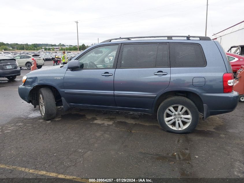 2006 Toyota Highlander Hybrid V6 (Ecvt) VIN: JTEEW21A160029387 Lot: 39954257