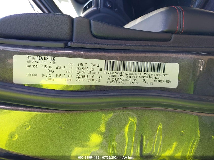 2018 JEEP GRAND CHEROKEE TRAILHAWK 4X4 - 1C4RJFLG4JC335603