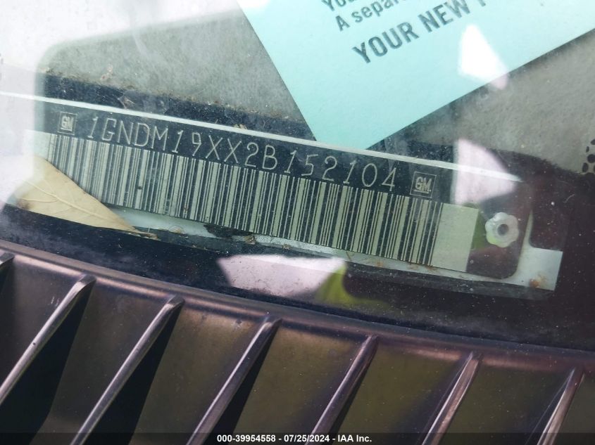 2002 Chevrolet Astro Ls VIN: 1GNDM19XX2B152104 Lot: 39954558