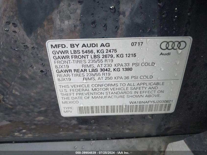 WA1BNAFY5J2030821 2018 Audi Q5 2.0T Premium