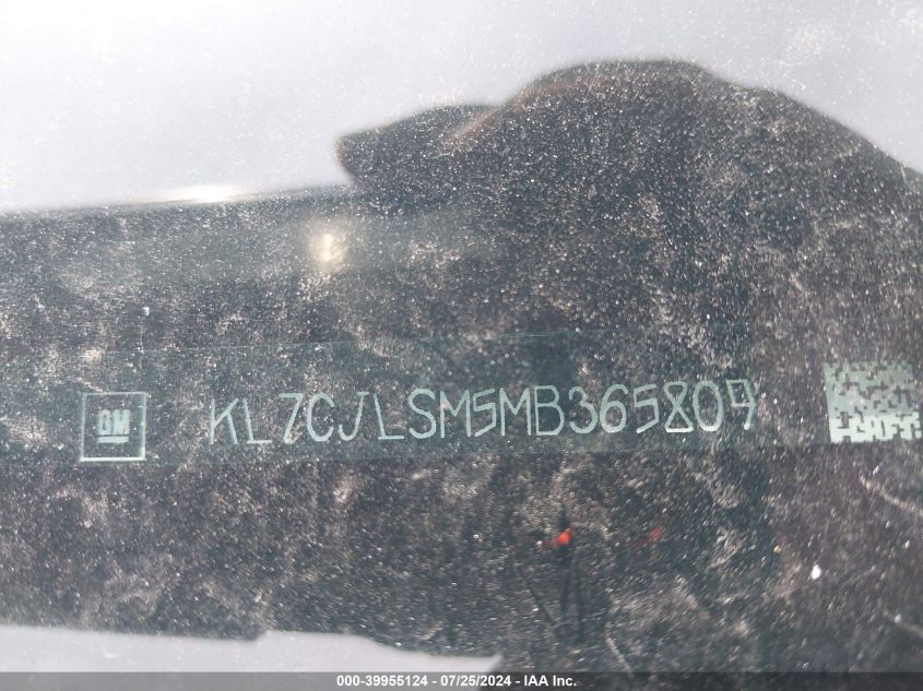 2021 Chevrolet Trax 1Lt VIN: KL7CJLSM5MB365809 Lot: 39955124