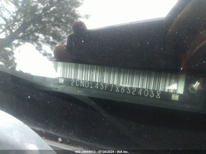 2008 Chevrolet Equinox Lt VIN: 2CNDL43F186324038 Lot: 39955513