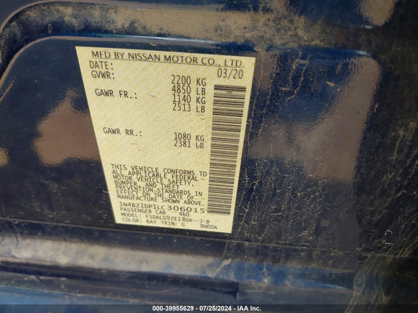 2020 NISSAN LEAF SL PLUS - 1N4BZ1DP1LC306015