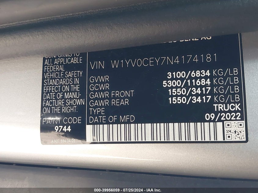2022 MERCEDES-BENZ METRIS - W1YV0CEY7N4174181
