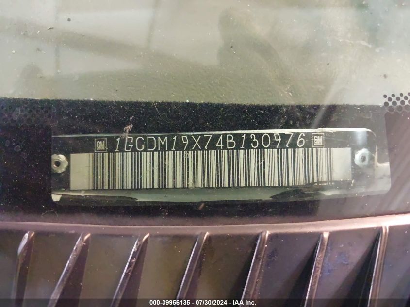 2004 Chevrolet Astro VIN: 1GCDM19X74B130976 Lot: 39956135