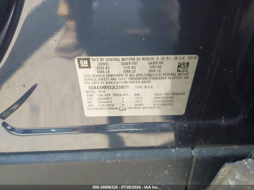 2018 CHEVROLET EQUINOX LS - 3GNAXHEV2JL330611