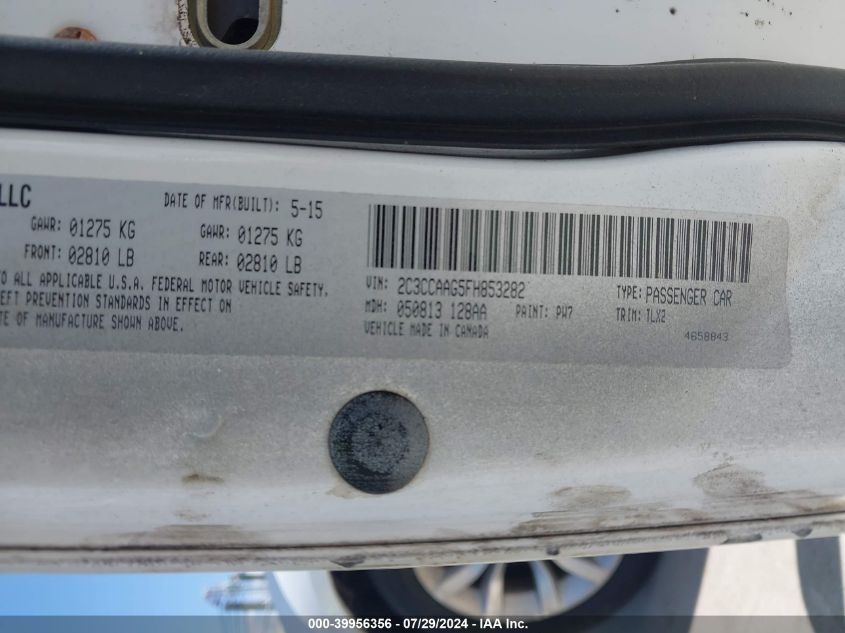 2015 Chrysler 300 Limited VIN: 2C3CCAAG5FH853282 Lot: 39956356