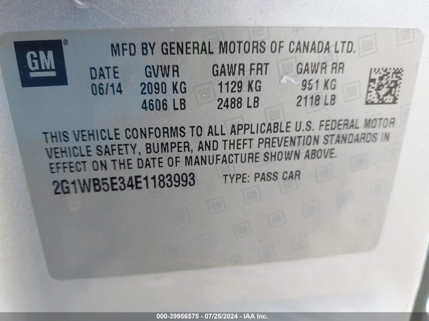 2014 CHEVROLET IMPALA LIMITED LT - 2G1WB5E34E1183993