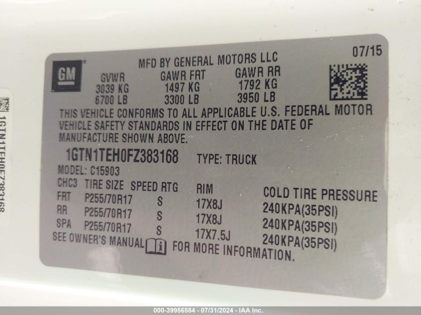 1GTN1TEH0FZ383168 2015 GMC Sierra 1500