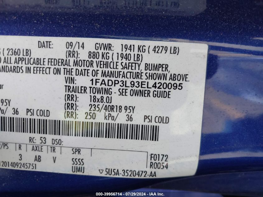 1FADP3L93EL420095 2014 Ford Focus St