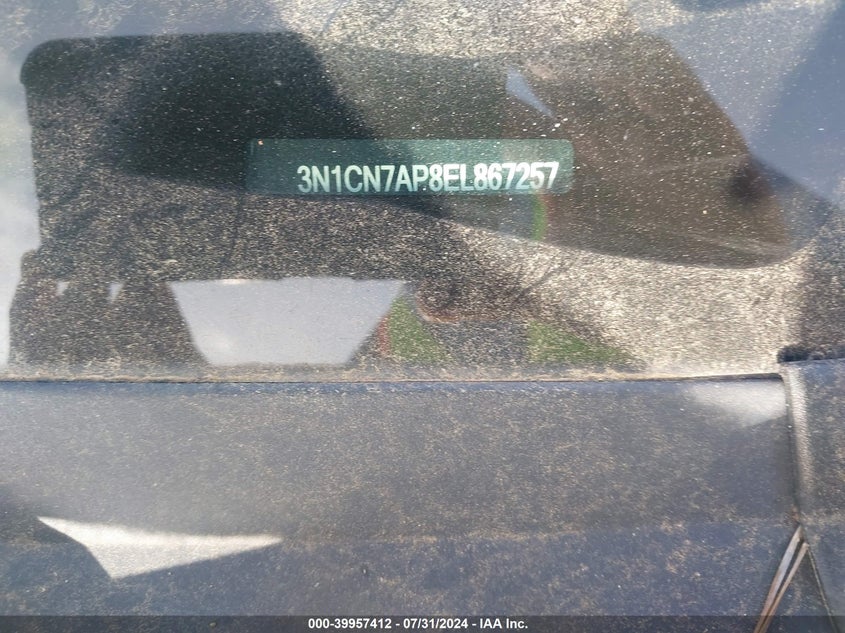 2014 Nissan Versa 1.6 S+ VIN: 3N1CN7AP8EL867257 Lot: 39957412