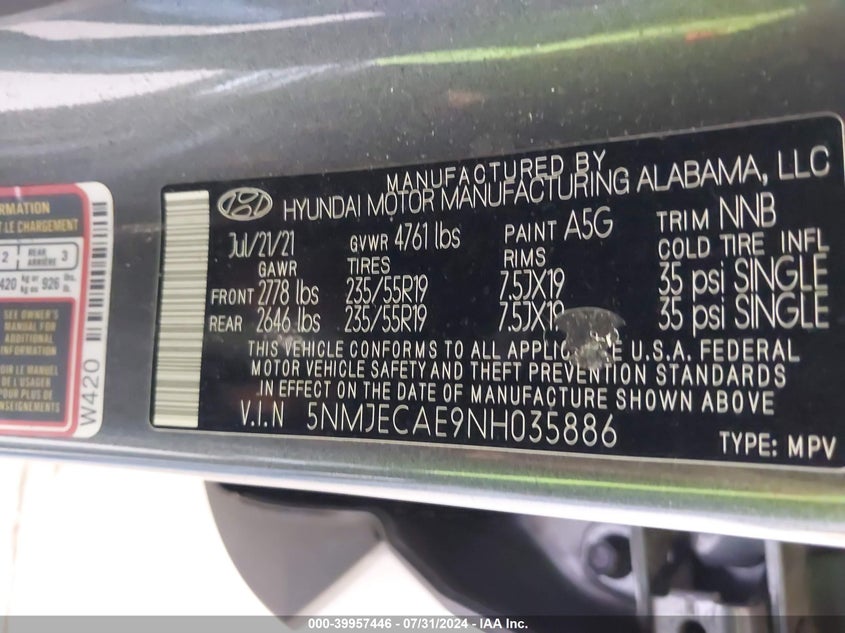 2022 HYUNDAI TUCSON LIMITED - 5NMJECAE9NH035886