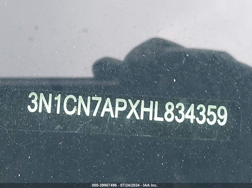 2017 Nissan Versa 1.6 S VIN: 3N1CN7APXHL834359 Lot: 39957496