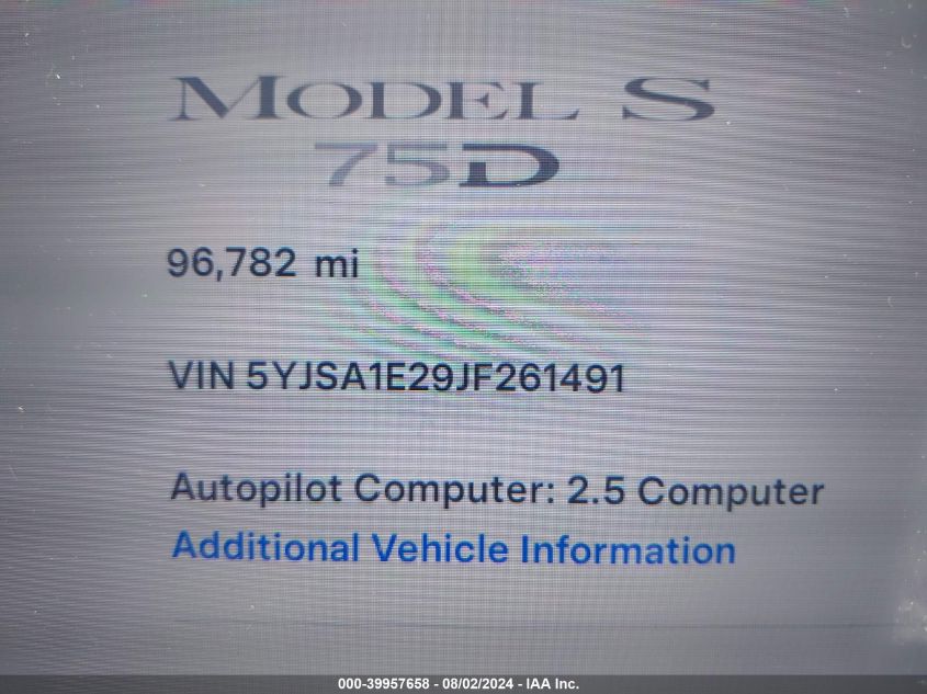 5YJSA1E29JF261491 2018 Tesla Model S 100D/75D/P100D