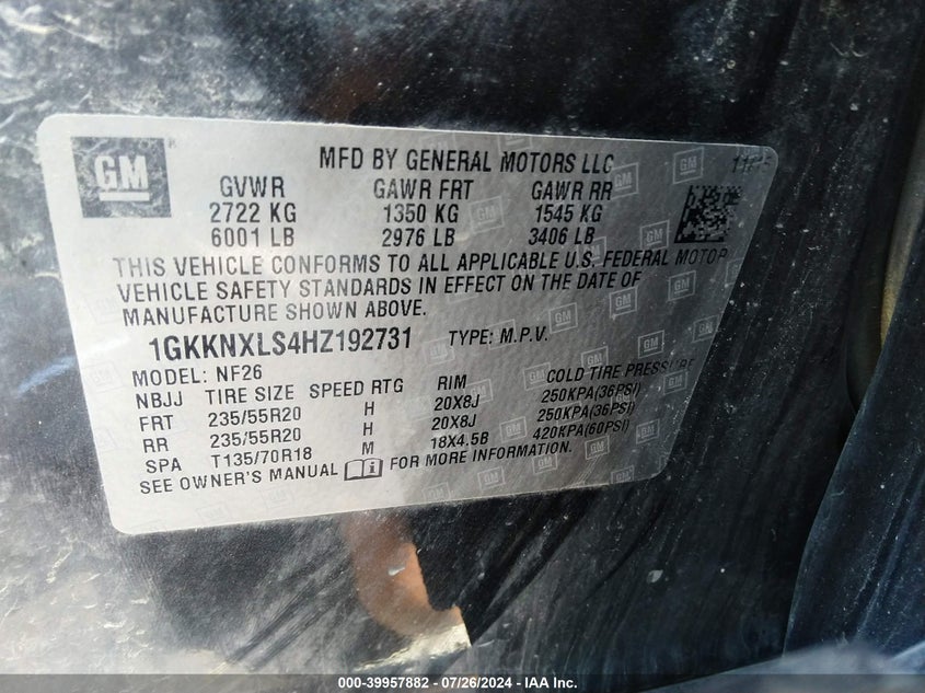 2017 GMC ACADIA DENALI - 1GKKNXLS4HZ192731