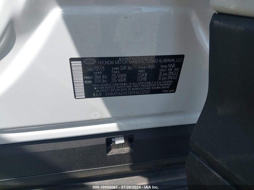 VIN 5NMS6DAJ3PH621250 2023 HYUNDAI SANTA FE XRT