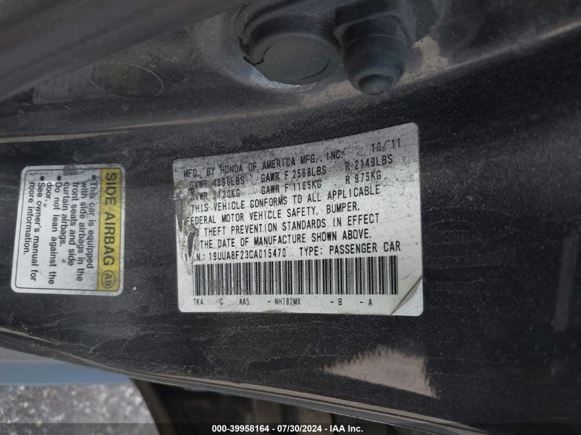 19UUA8F23CA015470 2012 Acura Tl 3.5