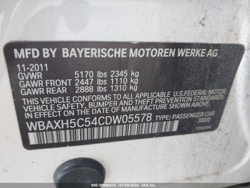 WBAXH5C54CDW05578 2012 BMW 528I xDrive