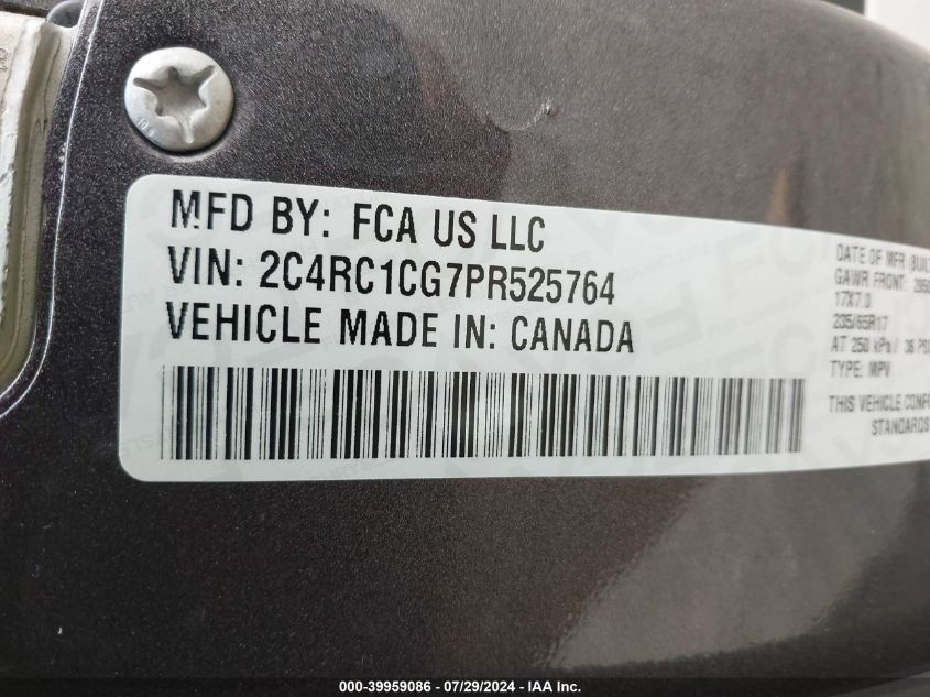 2C4RC1CG7PR525764 Chrysler Voyager LX 9