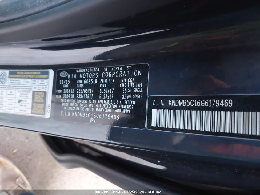 KNDMB5C16G6179469 2016 Kia Sedona Lx