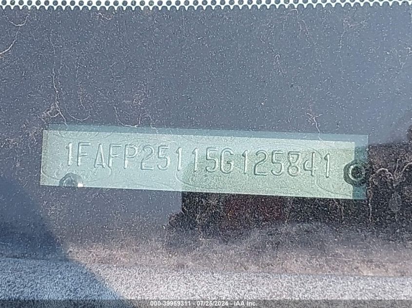 2005 Ford Five Hundred Limited VIN: 1FAFP25115G125841 Lot: 39959311