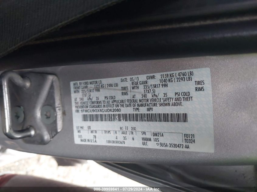 2013 FORD ESCAPE SE - 1FMCU9GX8DUD62080