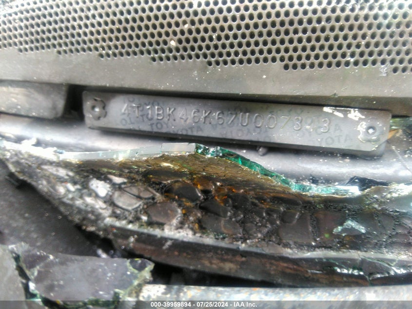 2007 Toyota Camry Le V6/Se V6/Xle V6 VIN: 4T1BK46K67U007343 Lot: 39959894