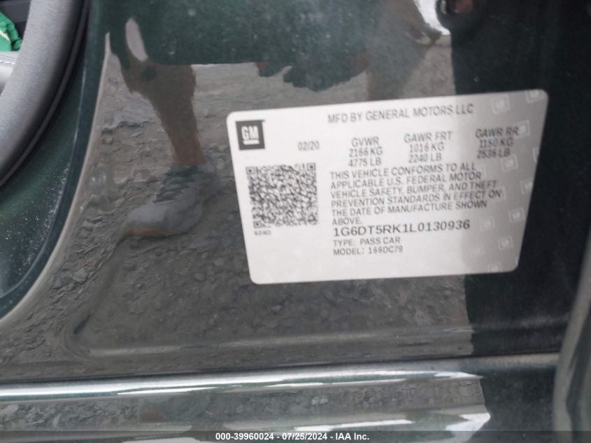 2020 Cadillac Ct5 Premium Luxury VIN: 1G6DT5RK1L0130936 Lot: 39960024