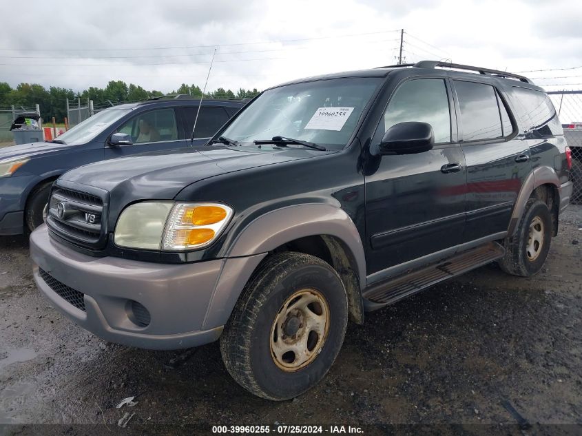 2002 Toyota Sequoia Sr5 VIN: 5TDBT44A72S134501 Lot: 39960255