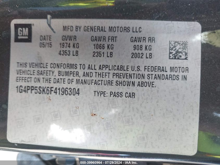 1G4PP5SK6F4196304 2015 Buick Verano