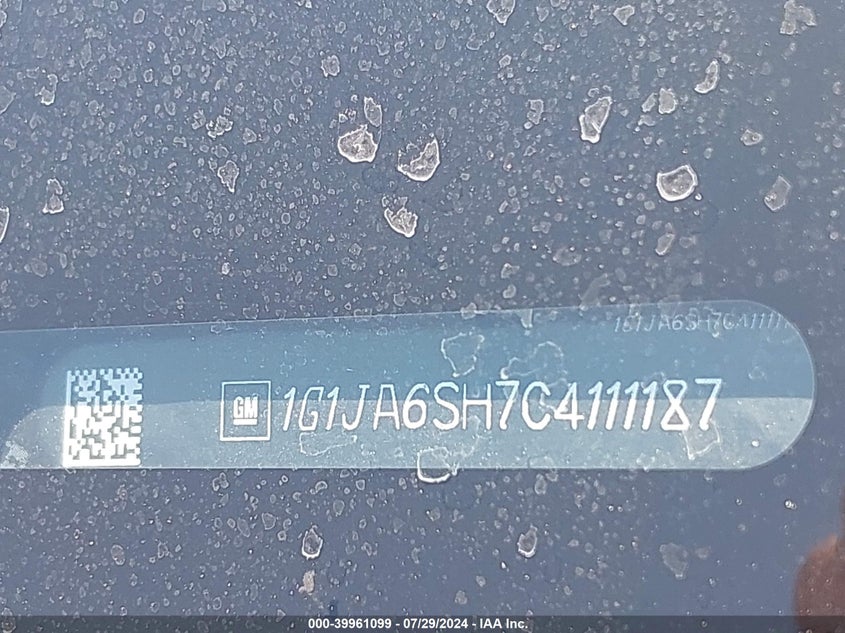 2012 Chevrolet Sonic Ls VIN: 1G1JA6SH7C4111187 Lot: 39961099