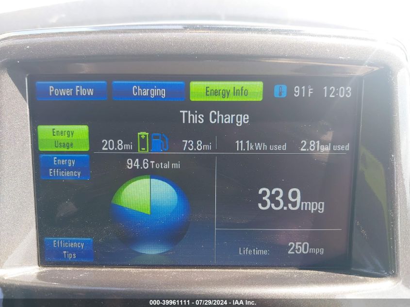 2012 Chevrolet Volt VIN: 1G1RD6E42CU107065 Lot: 39961111