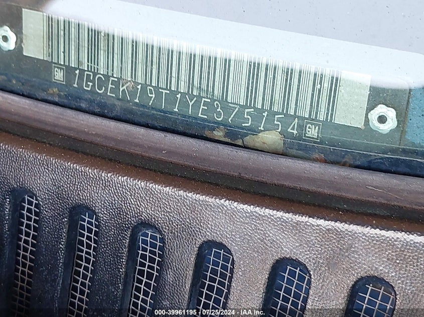 2000 Chevrolet Silverado 1500 Ls VIN: 1GCEK19T1YE375154 Lot: 39961195