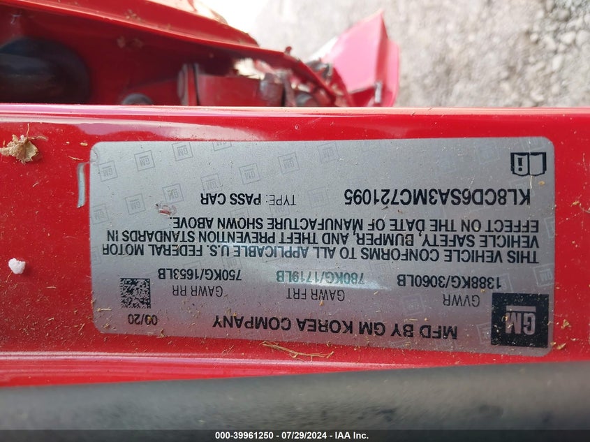 KL8CD6SA3MC721095 2021 Chevrolet Spark Fwd 1Lt Automatic