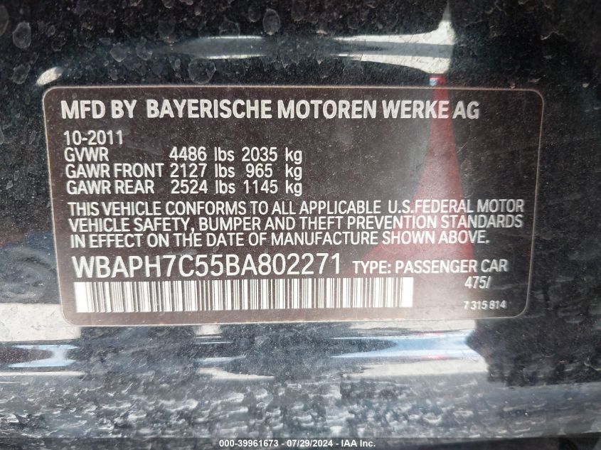 WBAPH7C55BA802271 2011 BMW 328I