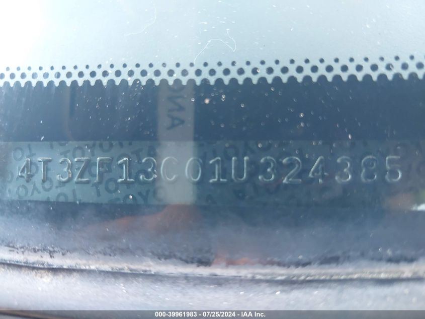 2001 Toyota Sienna Le VIN: 4T3ZF13C01U324385 Lot: 39961983