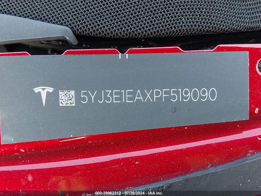 2023 TESLA MODEL 3 REAR-WHEEL DRIVE - 5YJ3E1EAXPF519090