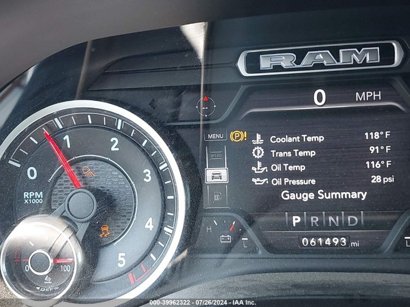 2020 Ram 1500 Big Horn 4X4 5'7 Box VIN: 1C6SRFFM3LN248933 Lot: 39962322