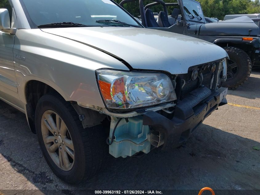 2006 Toyota Highlander Hybrid Limited V6/V6 (Ecvt) VIN: JTEEW21A260009522 Lot: 39963192