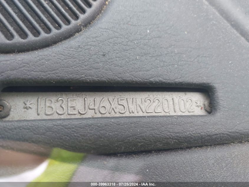 1998 Dodge Stratus VIN: 1B3EJ46X5WN220102 Lot: 39963318