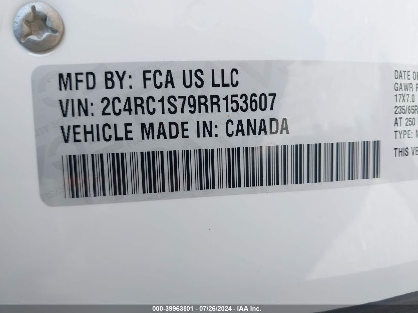 2024 Chrysler Pacifica Hybrid Select VIN: 2C4RC1S79RR153607 Lot: 39963801