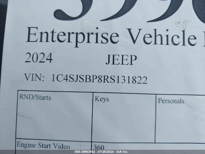 2024 Jeep Wagoneer L Series Ii VIN: 1C4SJSBP8RS131822 Lot: 39963952