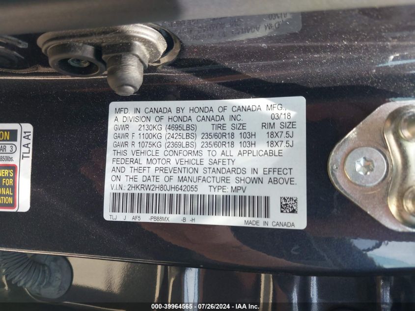 2018 HONDA CR-V EX-L/EX-L NAVI - 2HKRW2H80JH642055