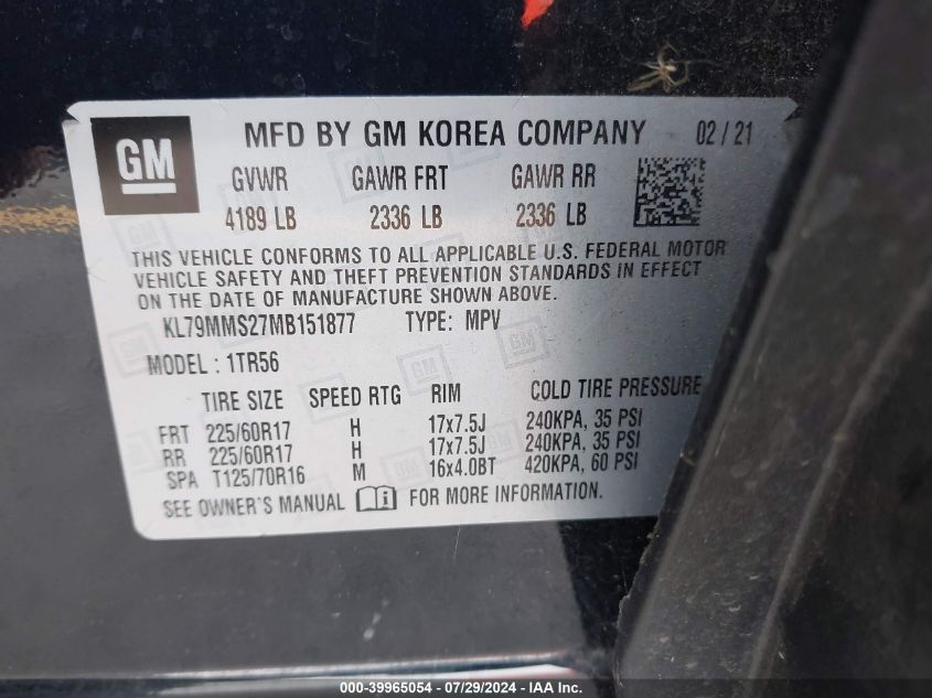 KL79MMS27MB151877 2021 Chevrolet Trailblazer Fwd Ls