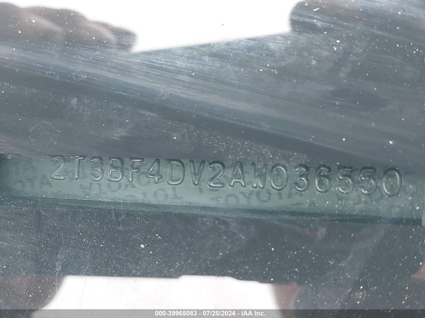 2010 Toyota Rav4 VIN: 2T3BF4DV2AW036550 Lot: 39965083