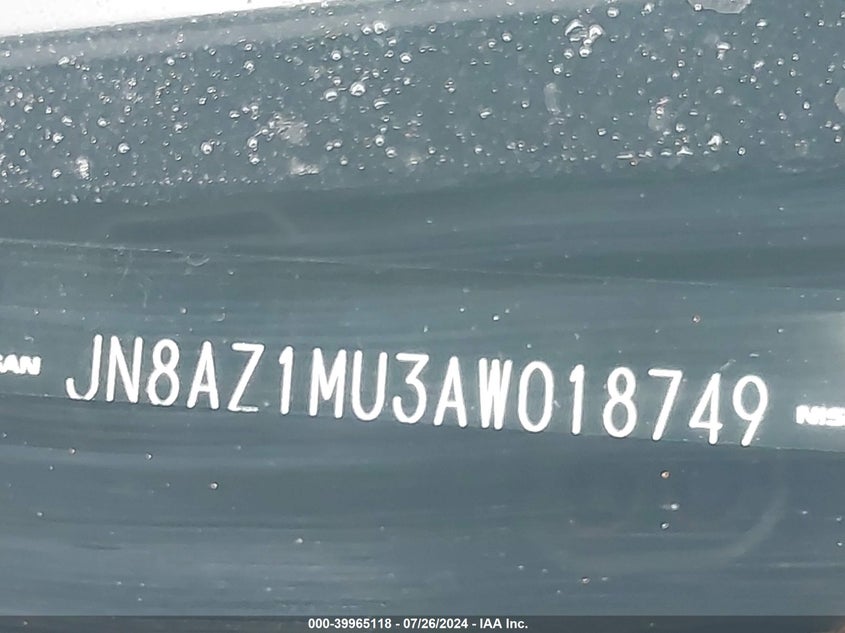 2010 Nissan Murano S VIN: JN8AZ1MU3AW018749 Lot: 39965118